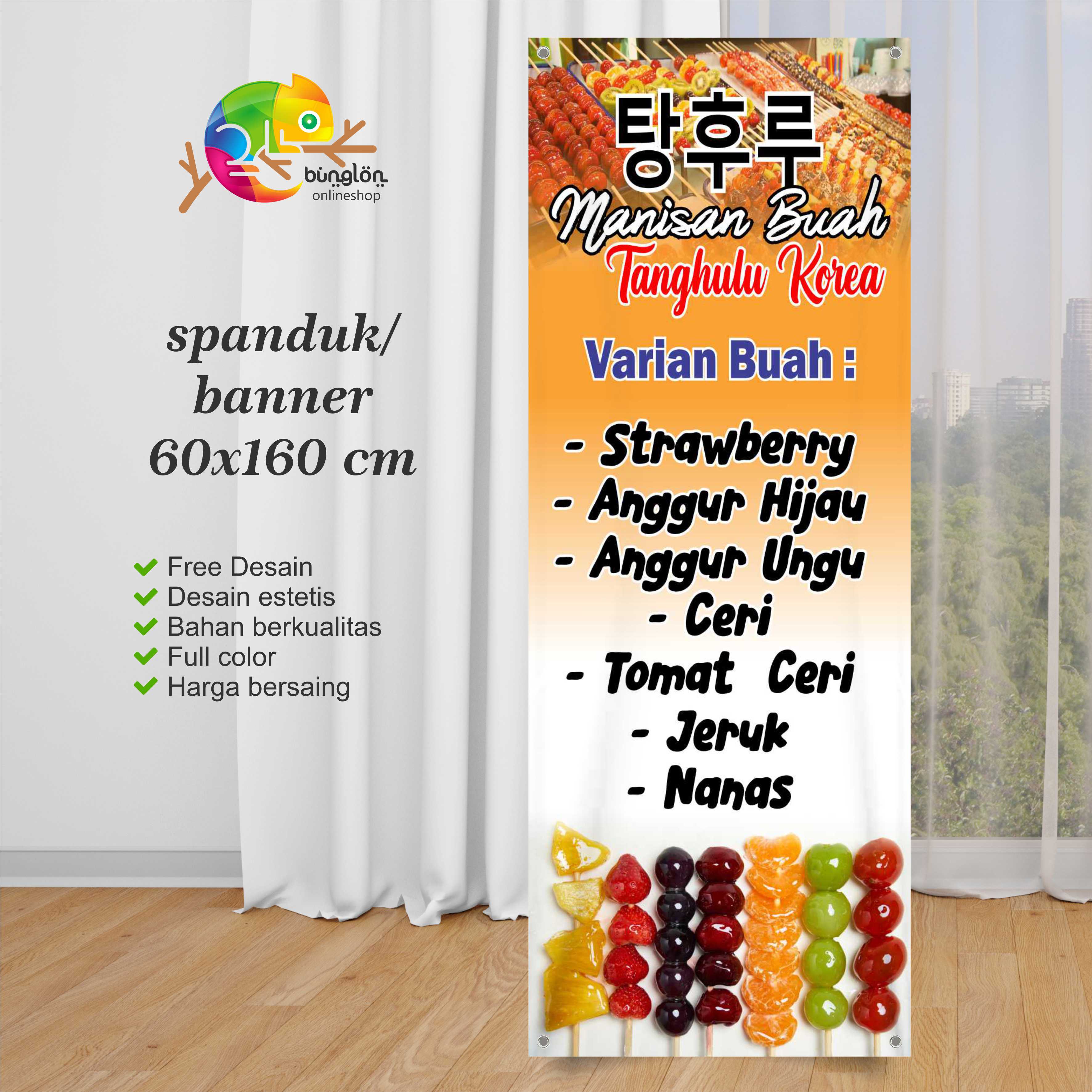 Spanduk 60x160 Banner Manisan Buah Tanghulu Korea Custom Desain ...