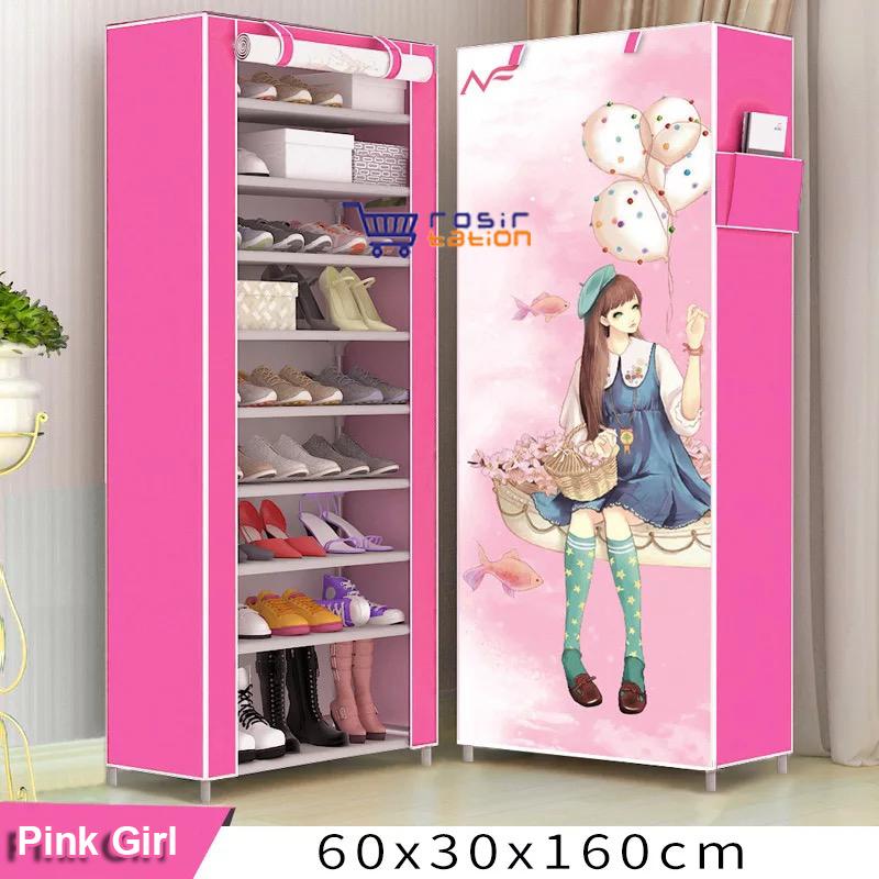 Grosir Station - Rak Sepatu10 Susun / Rak Sepatu Portable Motif 3D / Shoe Rack with Dust Cover