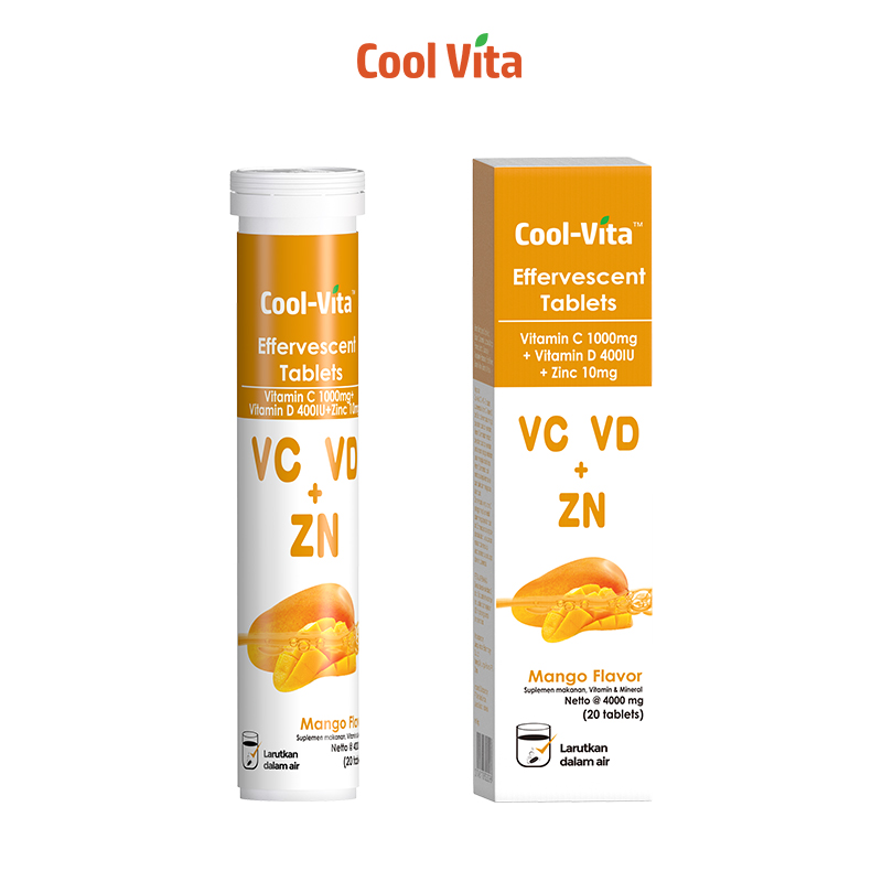 CoolVita Effervescent Vitamin C, D & Zinc VITABIOTICS Rasa Mango