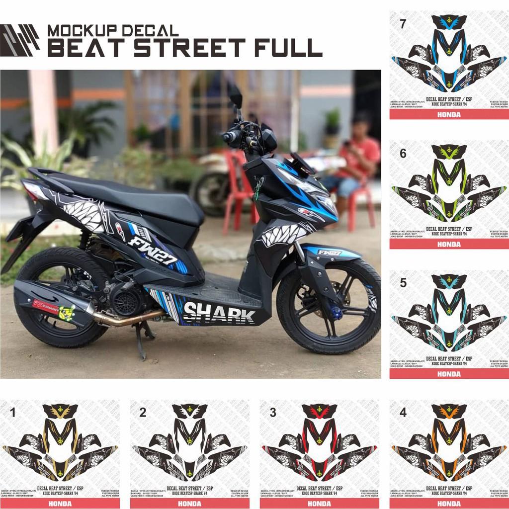 DECAL STIKER MOTOR HONDA BEAT ESP BEAT STREET SHARK HITAM GIGI HIU Lazada Indonesia