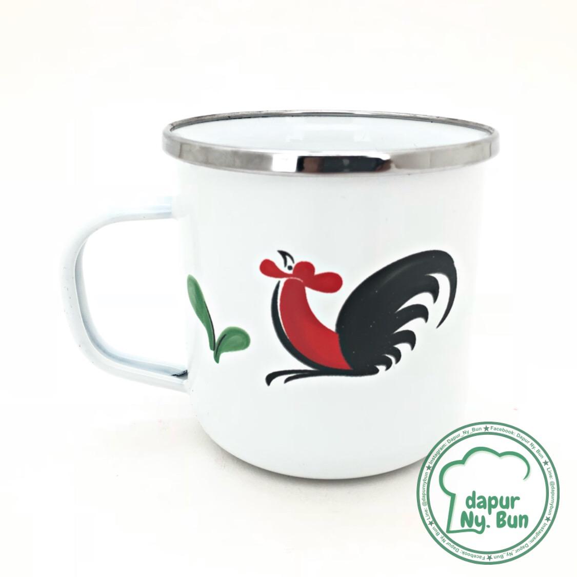 2 Pcs Premium Mug Enamel AYAM JAGO SERI 2 400ml / Cangkir Kopi Seng