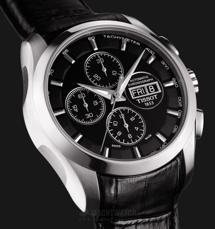 TISSOT Couturier Automatic Chronograph T035.614.16.051.02 Black Dial Black  Leather Strap Jam Tangan Wanita ORIGINAL | Lazada Indonesia