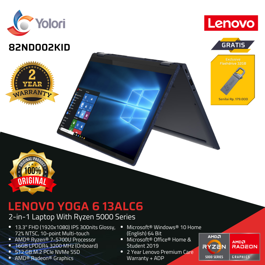 Lenovo Yoga 13ALC6 R7-5700U 16GB 512 SSD AMD Radeon Windows 10