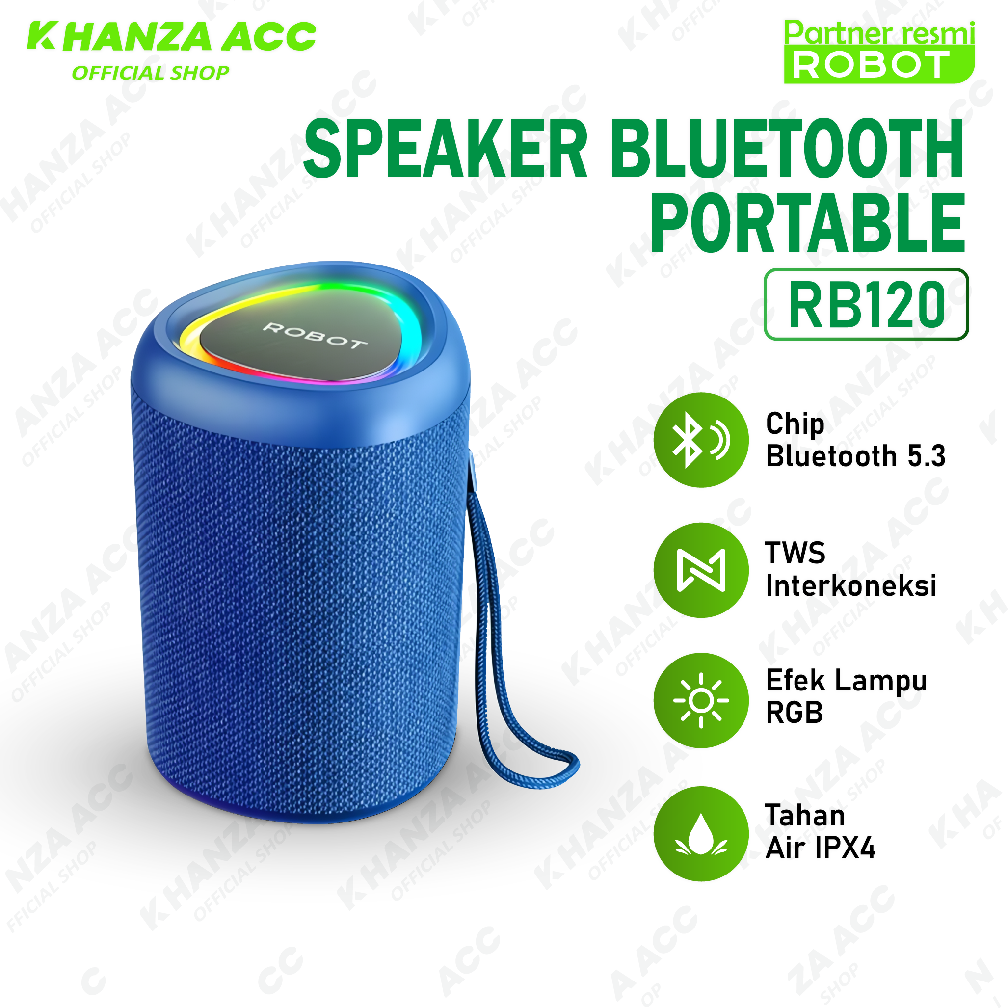 ROBOT RB120 Speaker Bluetooth Portable RGB Waterproof IPX4 | Lazada ...