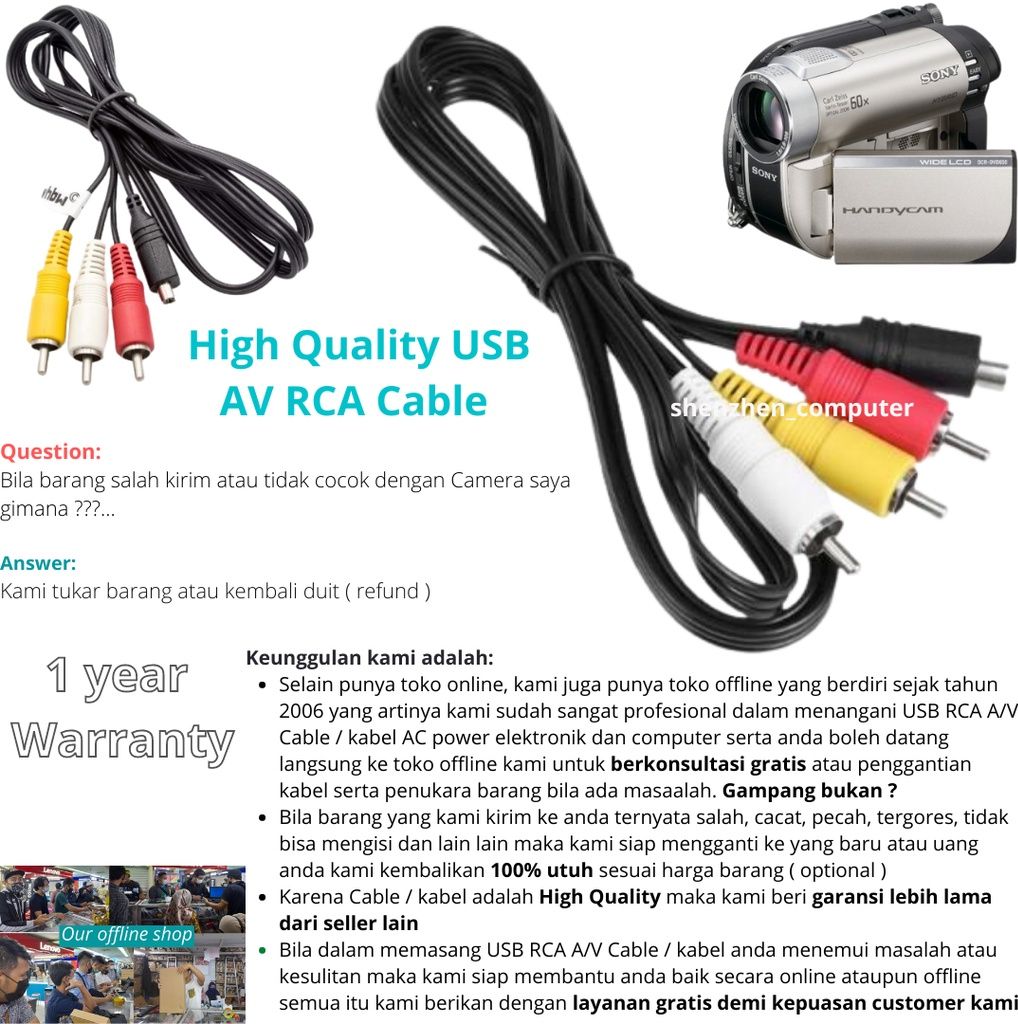 Cavo Collegamento Handycam TV Cavo Audio/video (AV) Per - Foto 9