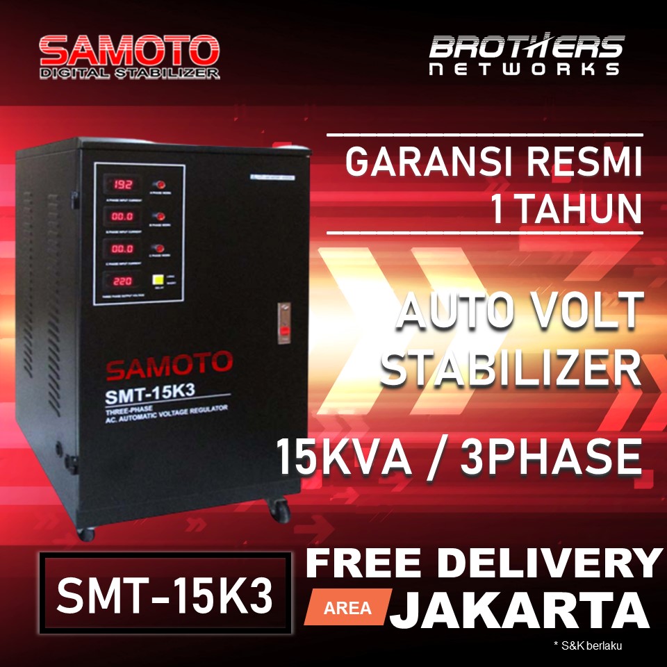 STABILIZER LISTRIK SAMOTO SMT 15K3 15KVA 3PHASE utk rumah / gedung