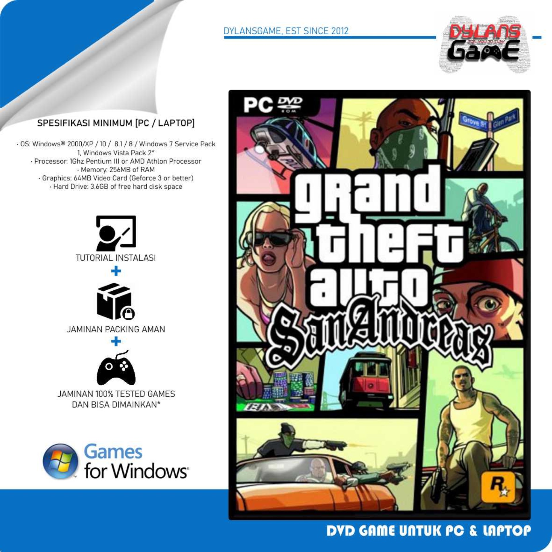GRAND THEFT AUTO SAN ANDREAS KASET DVD GAME PC GAME LAPTOP Lazada