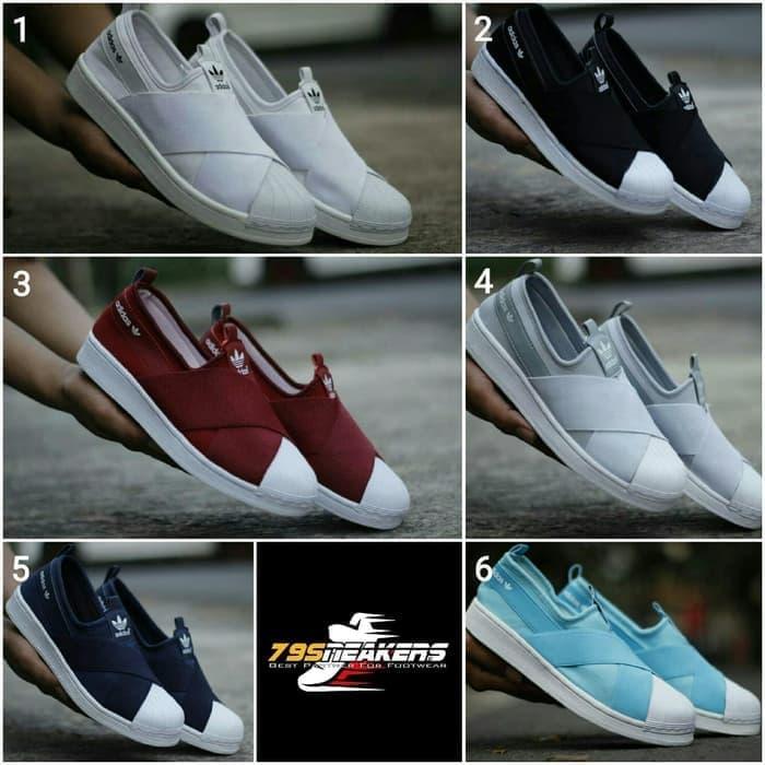 Sepatu Sneakers Adidas18 Slipon Superstar Premium Original Sepatu Gaya Sepatu Wanita Sepatu Keren Sepatu Keren