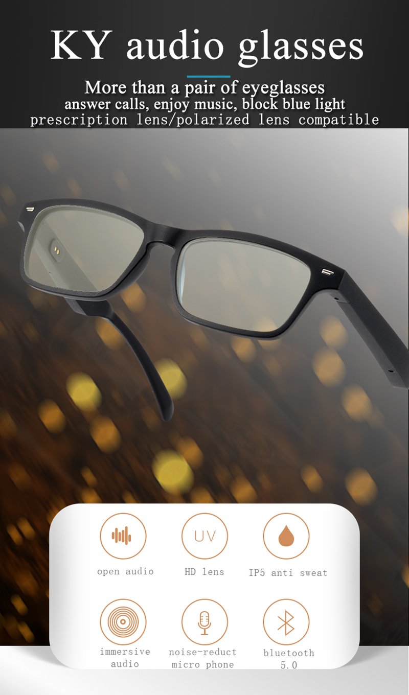 Kính Thông Minh Âm Thanh Bluetooth Không Truyền Dẫn S-way, Lái Xe Kính Mát Mắt Kính Thông Minh Chống Ánh Sáng Xanh, 16MB Bộ Nhớ