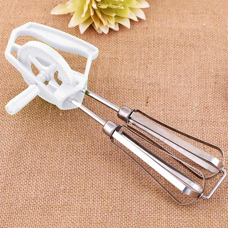 Rotary Manual Hand Whisk Egg Beater Mixer Blender Stainless Steel