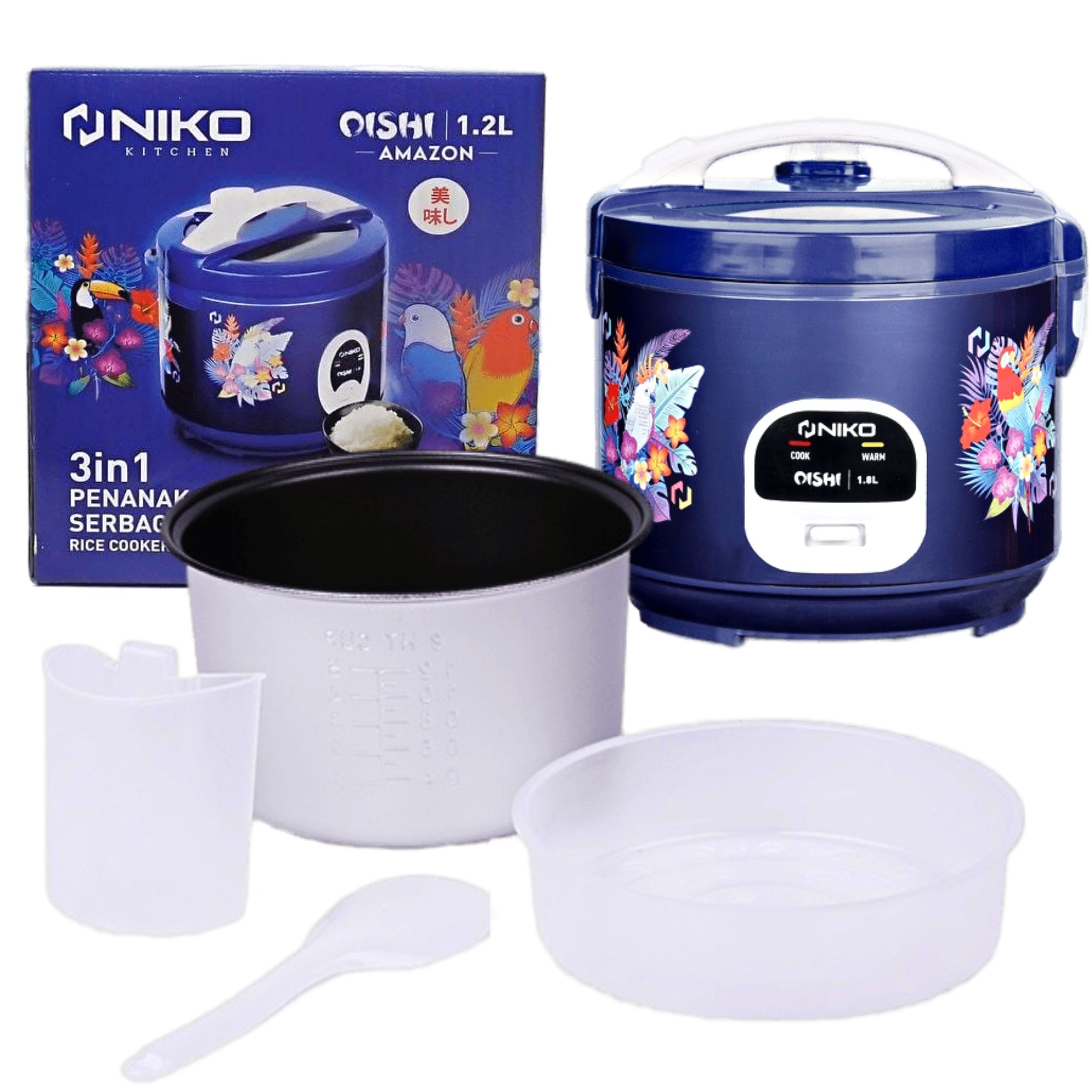 Mejikom Niko Oishi Amazon 1.2 Liter Magic Com Anti Lengket Rice Cooker