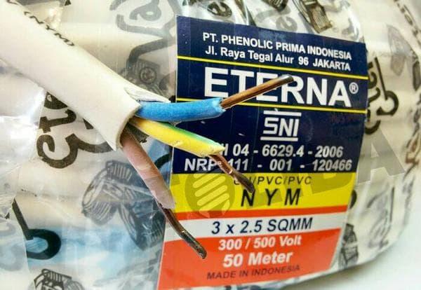 kabel Cable ETERNA NYM 3x2.5 3x2,5 Tembaga isi 3 PER Meter METERAN SNI