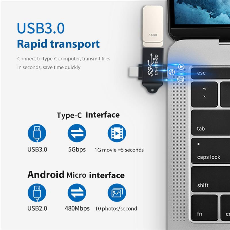 USB C to USB 3.0 OTG Converter USB 2 in 1 Type C Micro-OTG Adapter