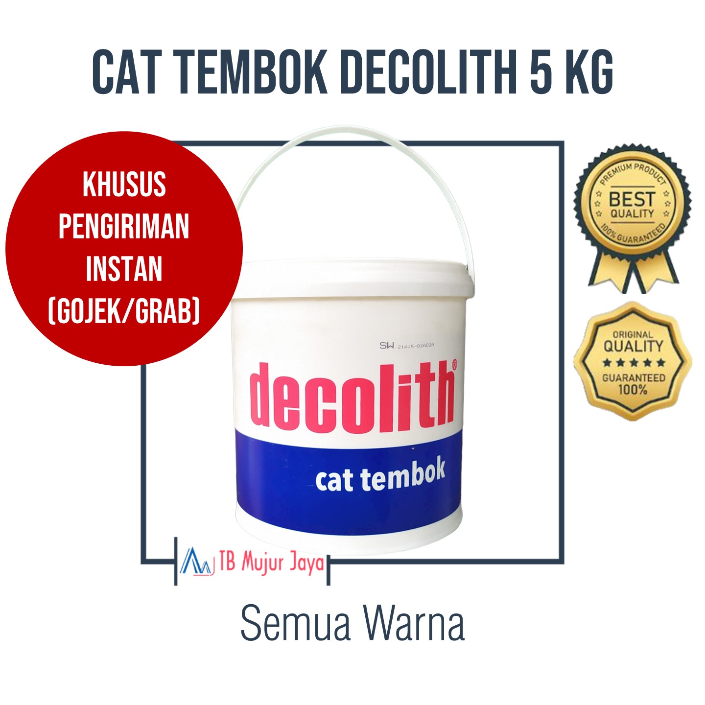 Decolith Cat Tembok 5 Kg READY SEMUA WARNA [KHUSUS JAWA dan BALI