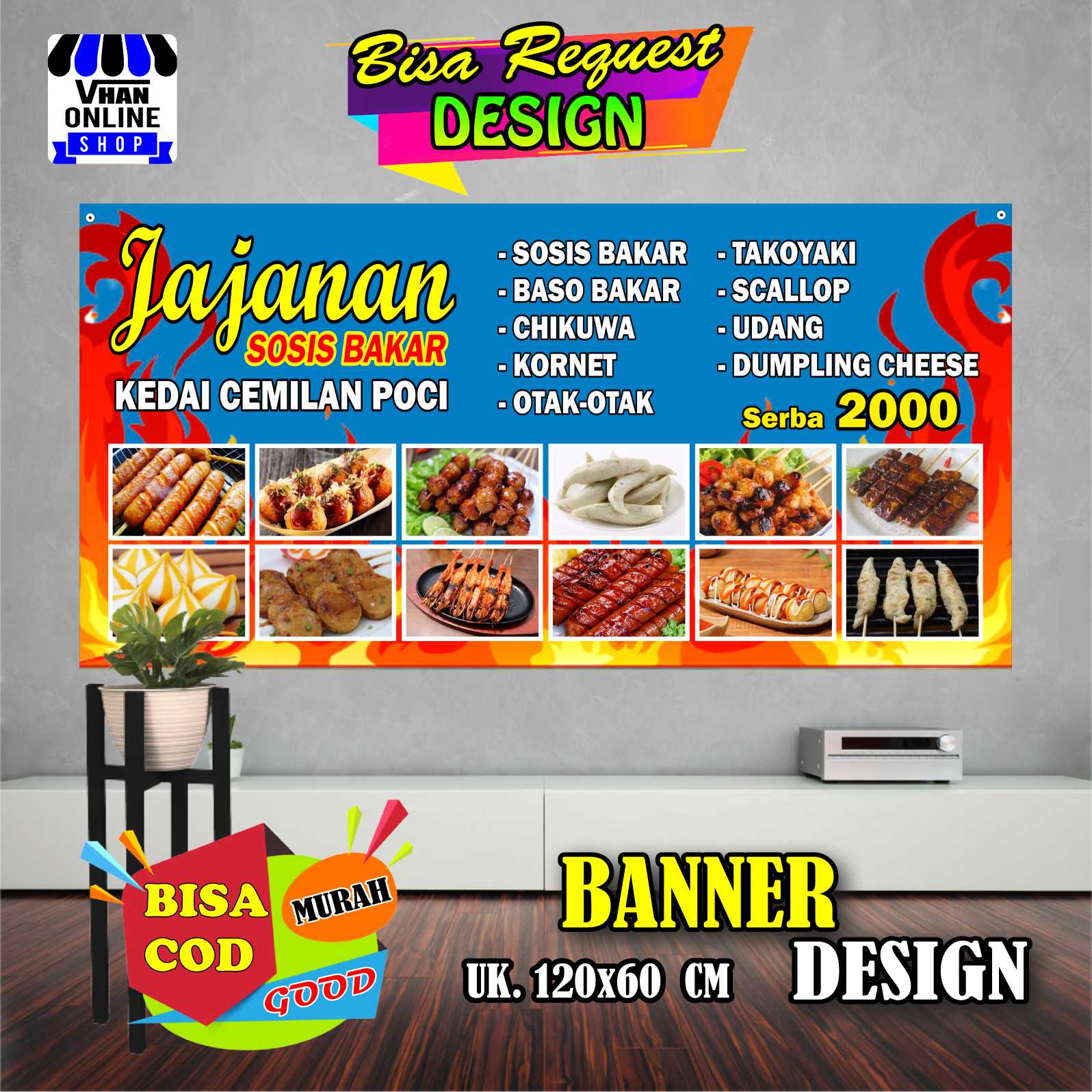 Spanduk Banner Jajanan Sosis Bakar Seafood Bakar Bebakaran Keren Bagus Lazada Indonesia