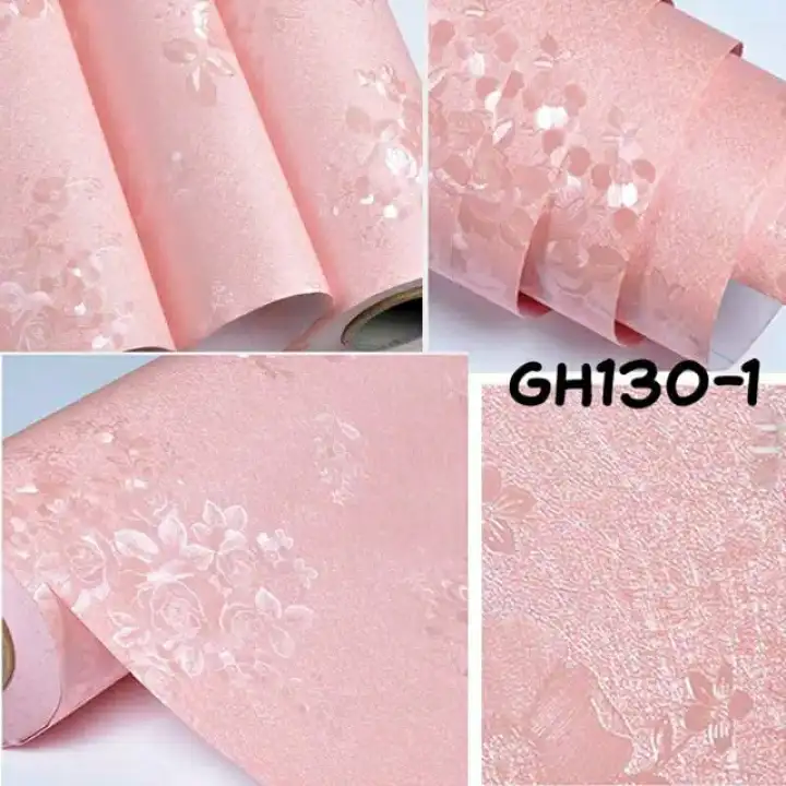Wallpaper Dinding Stiker Walpaper Dinding Embos Pink Elegant 10meter X 45cm Gh130 1