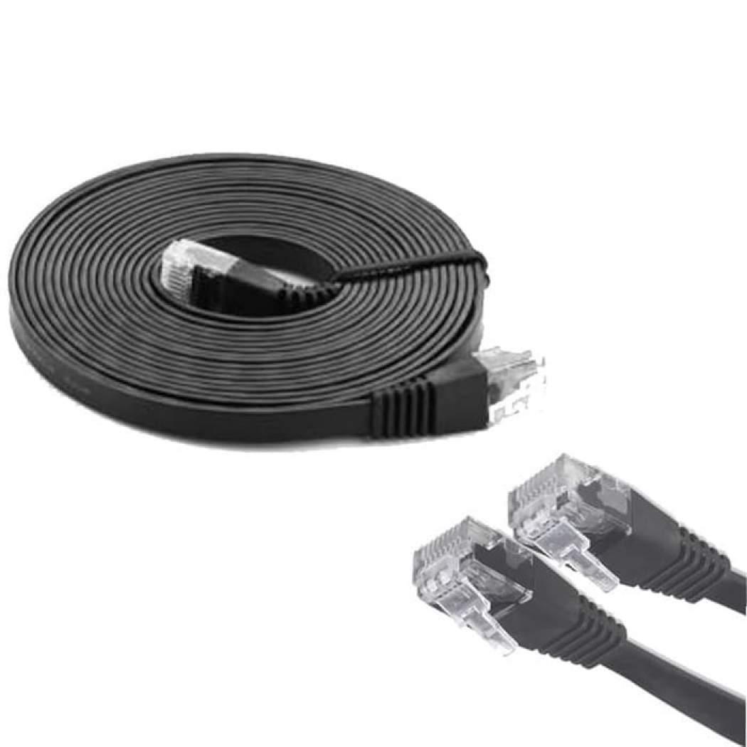Mediatech Kabel Lan Flat 5m Cat 6 RJ45 - Hitam - 66924