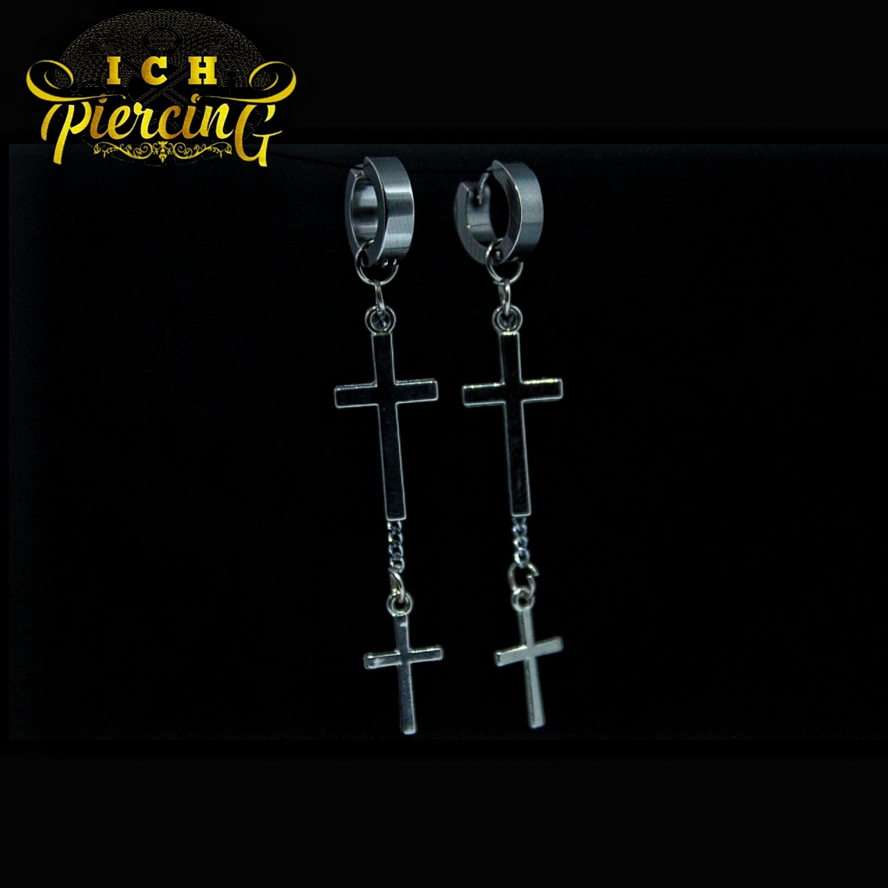 Anting salib Doble model gantungan ala korea / Anting Tindik dan jepit