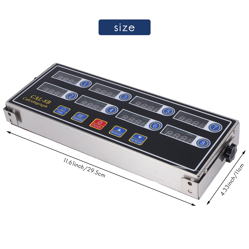 CAL-8B Portable Calculagraph, 8 Channel Digital Timer, Kitchen Cooking Timing LCD Display Clock Shaking Reminder
