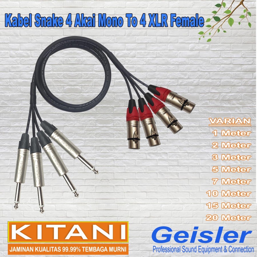 Kabel Audio/kabel Snake 4 Akai Mono To 4 XLR Female GeislerKitani 5p