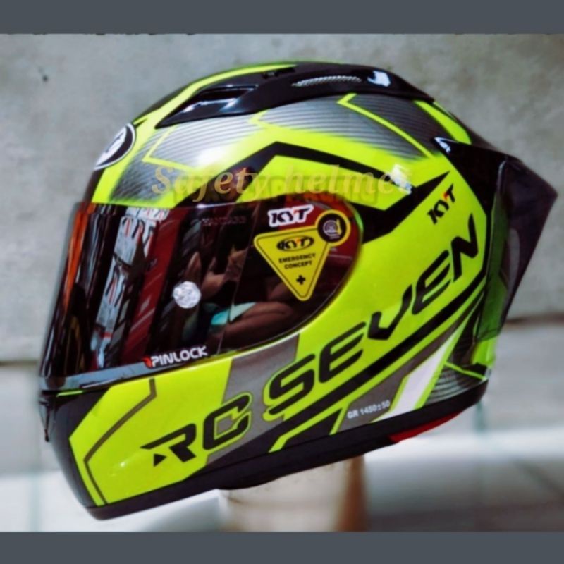 Helm Full Face KYT RC 7 Black White Red Doff Custom Helm Pria Helm