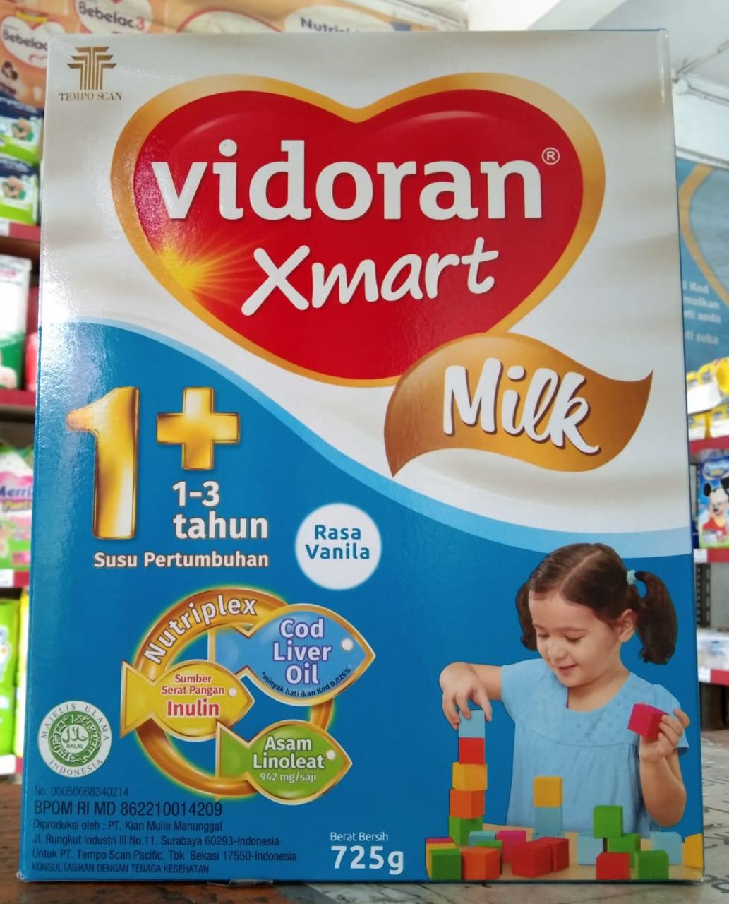 Susu Vidoran Xmart 1+. Vanila. 725 Gram. Usia 1-3 Tahun
