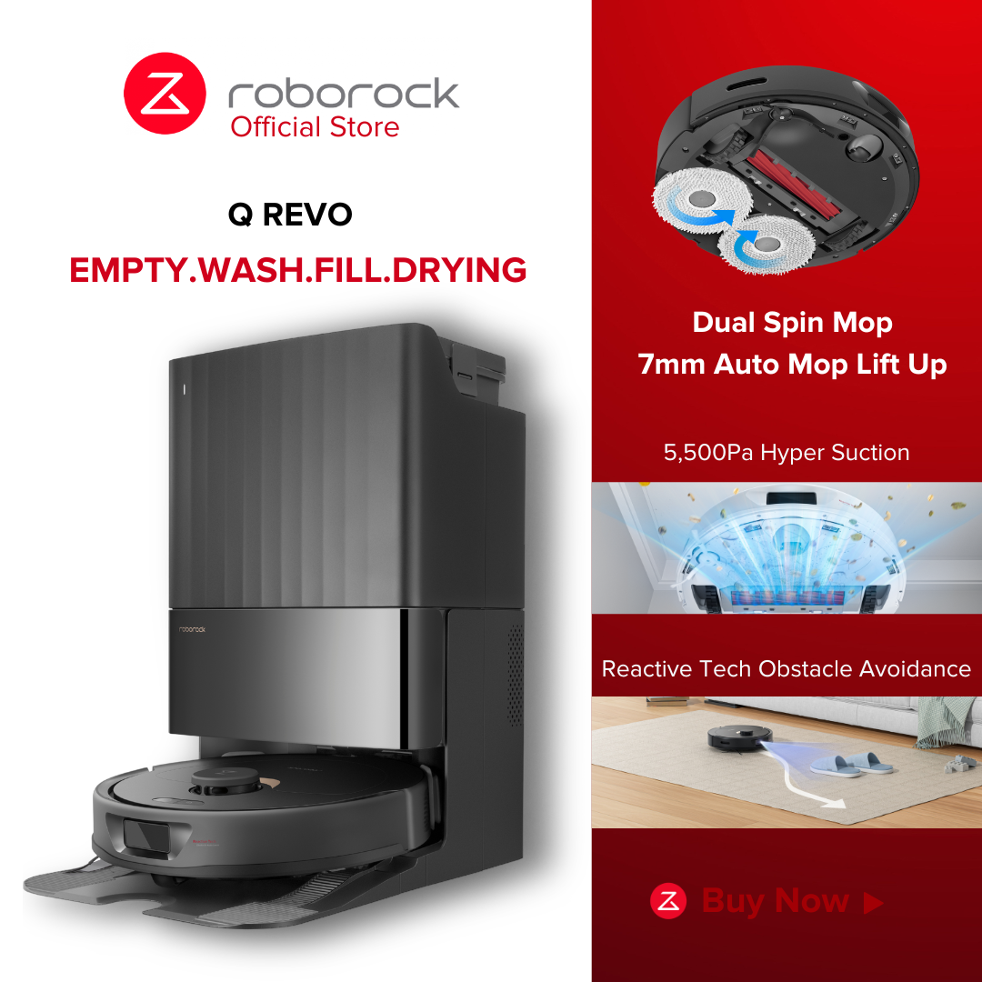 roborock Qrevo Robot Vacuum and Mop, Auto-Drying, Auto Mop Washing, Dual  Spinning Mops, Auto Mop Lifting, Self-Refilling, Self-Emptying, Reactive  Tech
