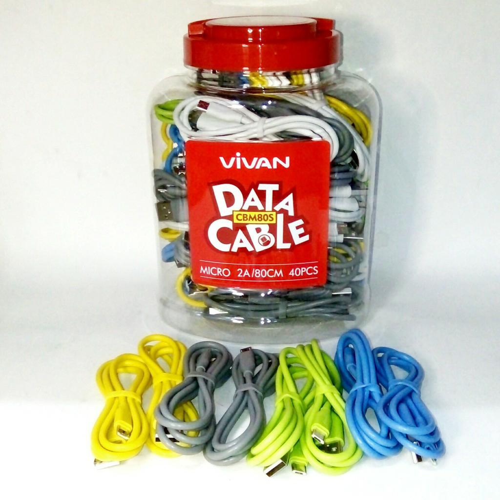Kabel data USB VIVAN CBM80 / VIVAN CBM80S micro USB 2A panjang 80cm - Putih