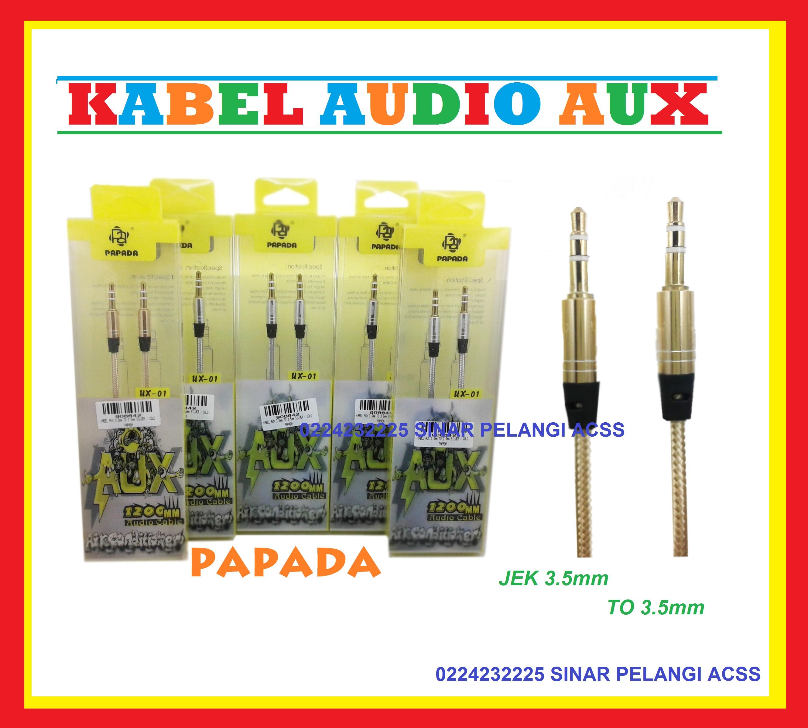 AUX AUDIO CABLE KABEL AUDIO AUX JEK 3.5mm TO 3.5mm SILVER GOLD PAPADA 906642