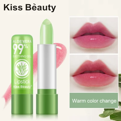 Erya Shop Blingbling Aloe Vera Lip Balm Lipstick Lip Stick Moisturizing Transparent Color Changing Waterproof Cosmetic Makeup Lipstick Long Lasting Nude Lip Beauty Women's Fashion 3.5g