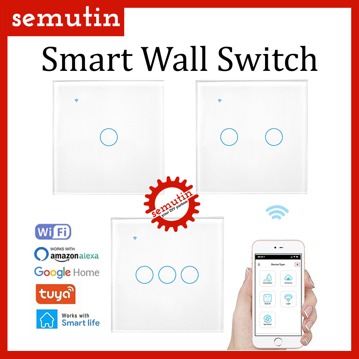 Smart Wall Switch WIFI / Saklar Dinding Sentuh / IoT Touch Wireless