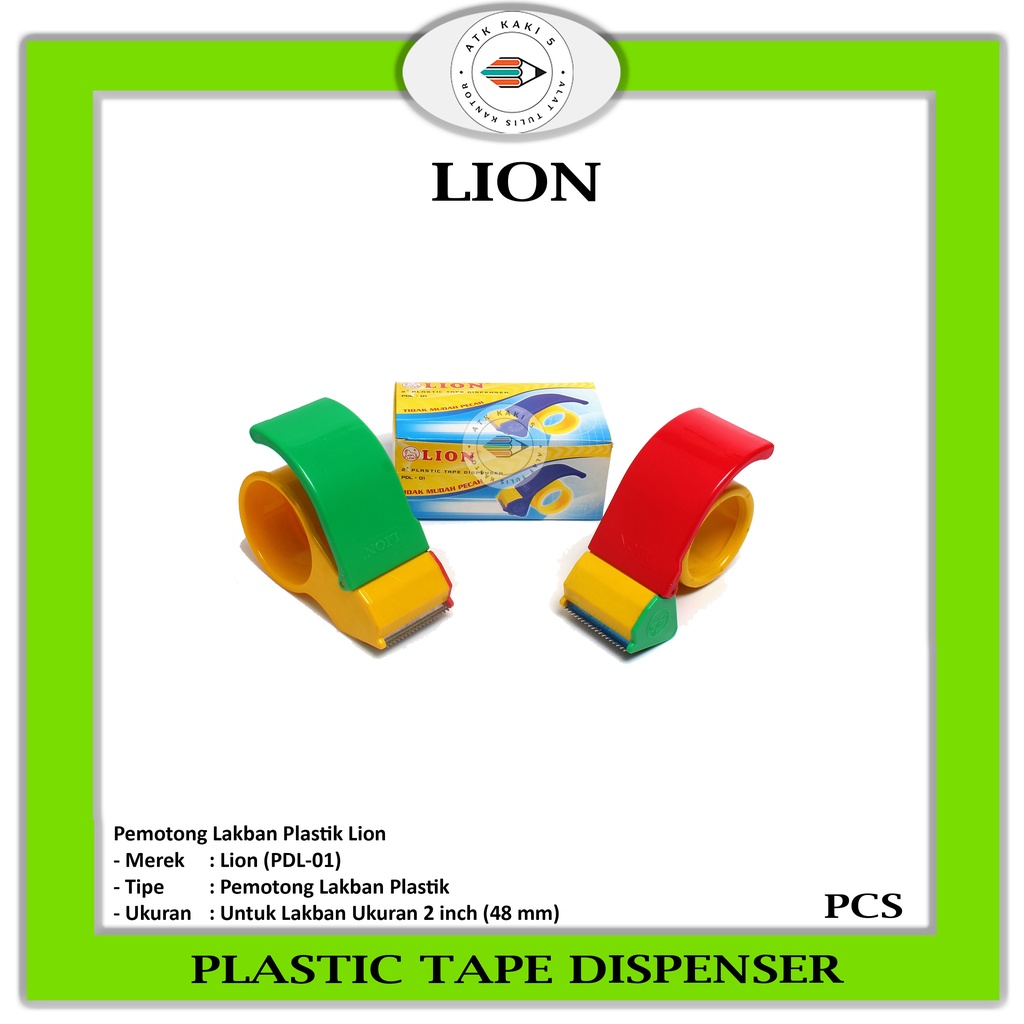 Lion Tape Dispenser/TAPE CUTTER Lion PDL01 Pemotong Lakban Plastik Pcs