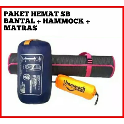 PAKET HEMAT SB SLEEPING BAG BANTAL +HAMMOCK SINGLE + MATRAS CAMPING