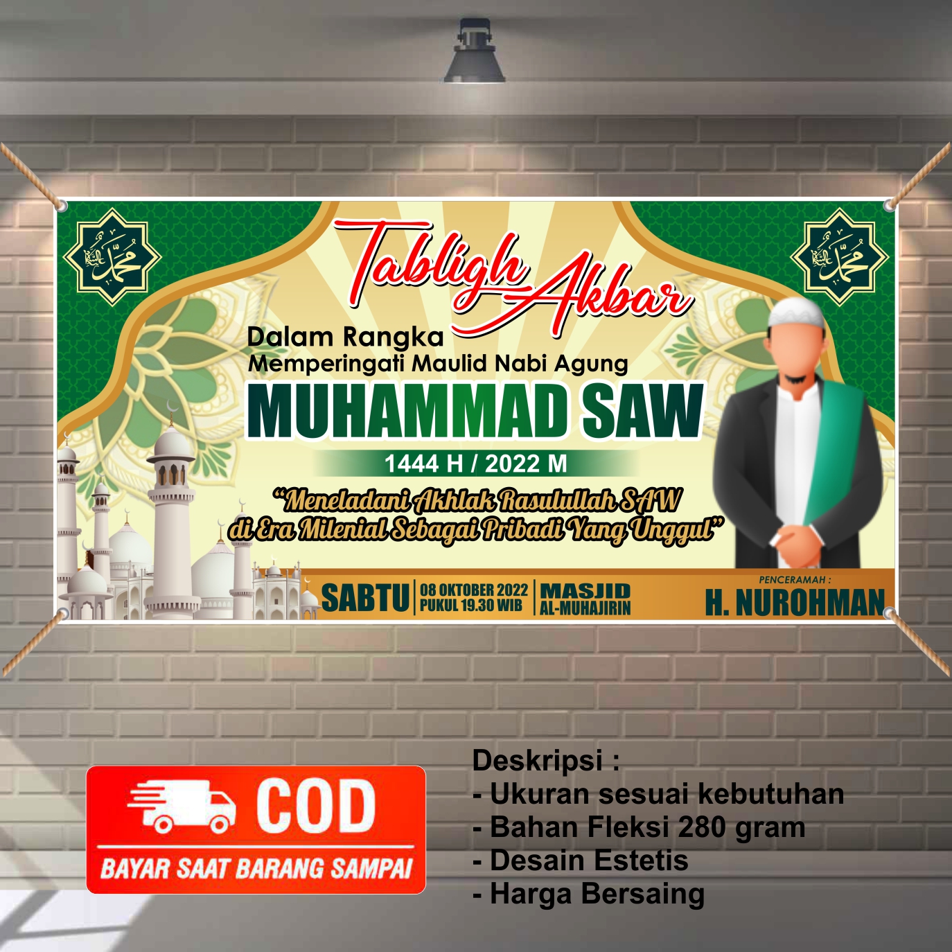 Spanduk Banner Peringatan Maulid Nabi Muhammad Saw Buat Di Panggung