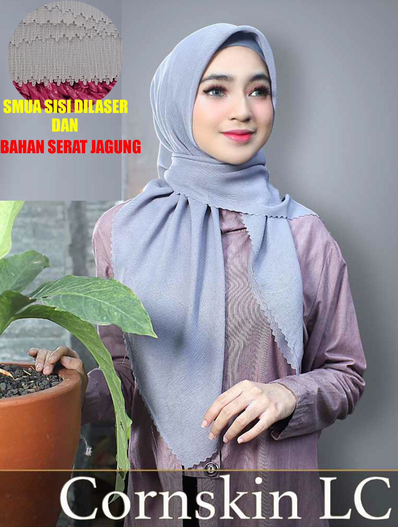 Hijab CORN SKIN segi empat laser cut.jilbab cornskin .kerudung muslim
