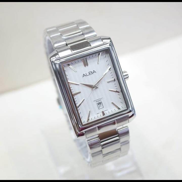 FREE BOX & Bisa COD(Bayar ditempat) -Alba -Jam tangan moderen & elegant (Bisa pria & wanita) -DIAMETER 3cm x 4,5cm -WATERESISTAN