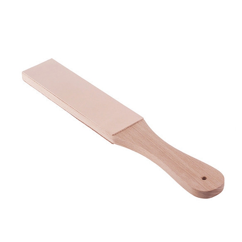 38Cm Wooden Handle Leather Sharpening Strop Handmade Razors Polishing Board Leather Sharpening Strop Sharpener