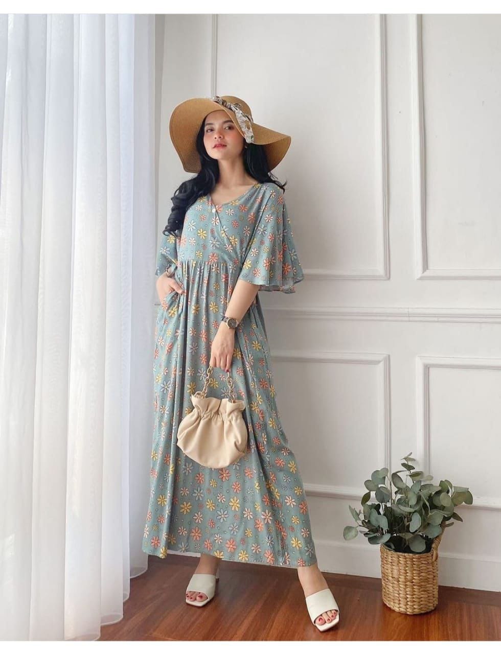 Pakaian Wanita Dress Midi