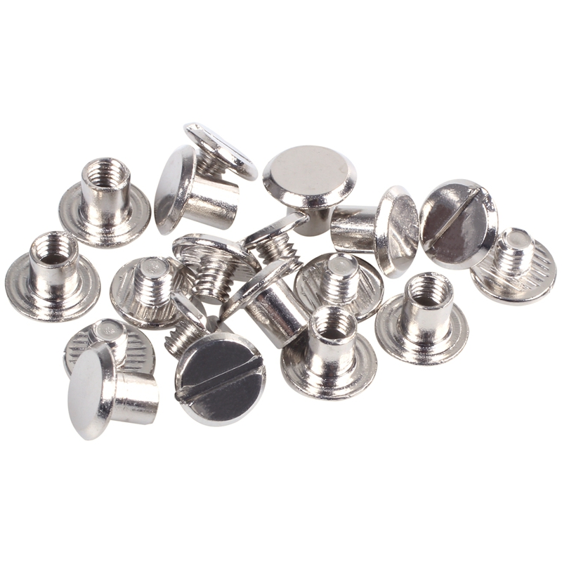 10 sets Leather belt 5 x 6 mm silver screw binding
