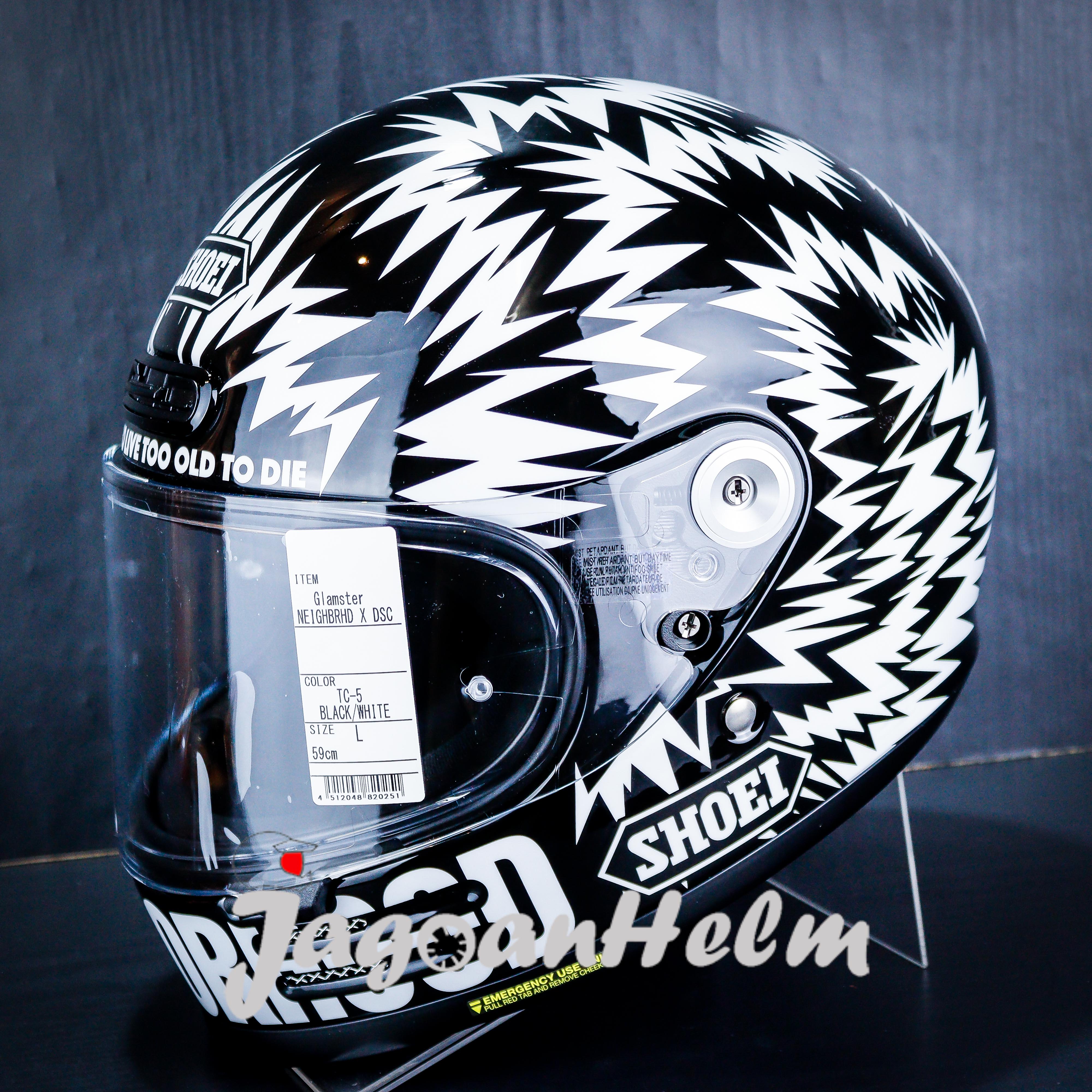 SHOEI GLAMSTER NEIGHBORHOOD X DSC TC5 | BLACK WHITE | RETRO