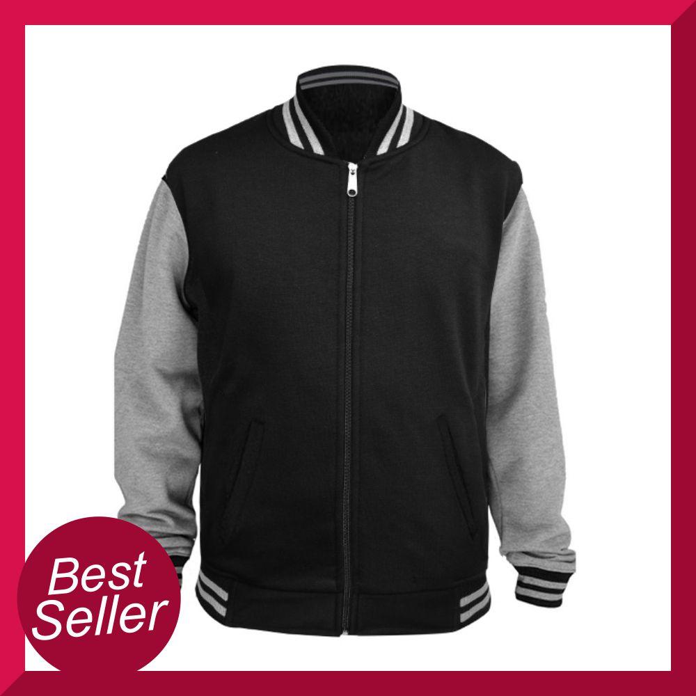 [BIG SIZE] Jaket Baseball Varsity XXL-XXXL - Hitam Abu Misty