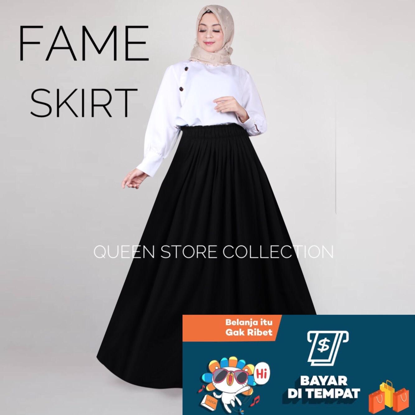 Rok Panjang Wanita Terbaru Rok Wolfis Hitam Lebar Payung Queen Store Collection Lazada Indonesia