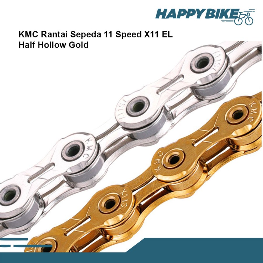 RANTAI SEPEDA KMC 11 SPEED X11 EL HALF HOLLOW GOLD BICYCLE CHAIN