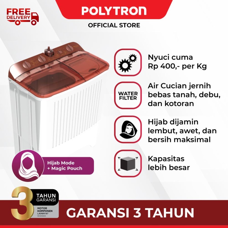 Mesin Cuci | Washing Machine 2 Tabung | Twin Tube Polytron Kapasitas ...