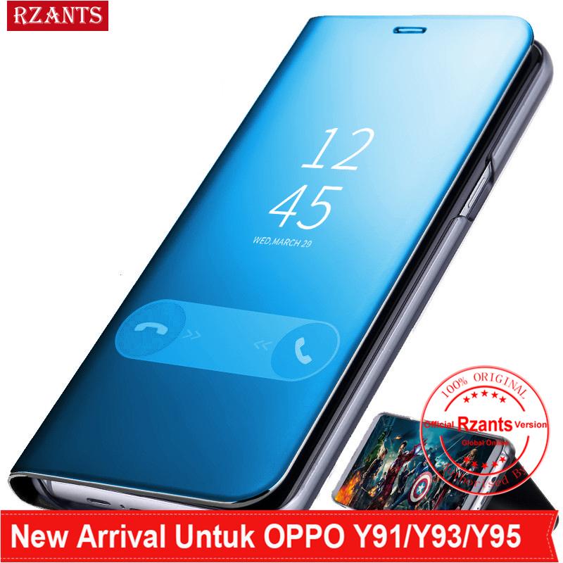 Rzants untuk VIVO Y91,Y93,Y95 Casing Mewah Slim【mirror】intelligent Berdiri Ponsel Putar Kulit Casing
