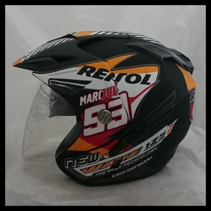 Helm 2 Kaca (Double Visor) Murah Black Doff Marquez Repsol Honda Dmn