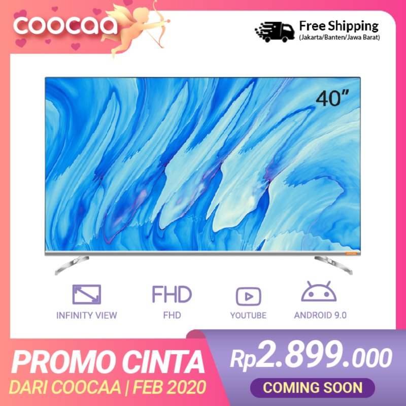 COOCAA Smart LED TV 40 inch Android 9.0 -Infinity View- Full HD- Slim- Wifi (Model 40S6G)