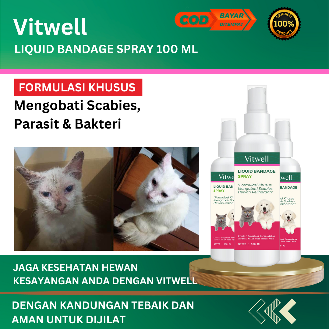 Liquid bandage spray obat scabies untuk kucing formulasi khusus