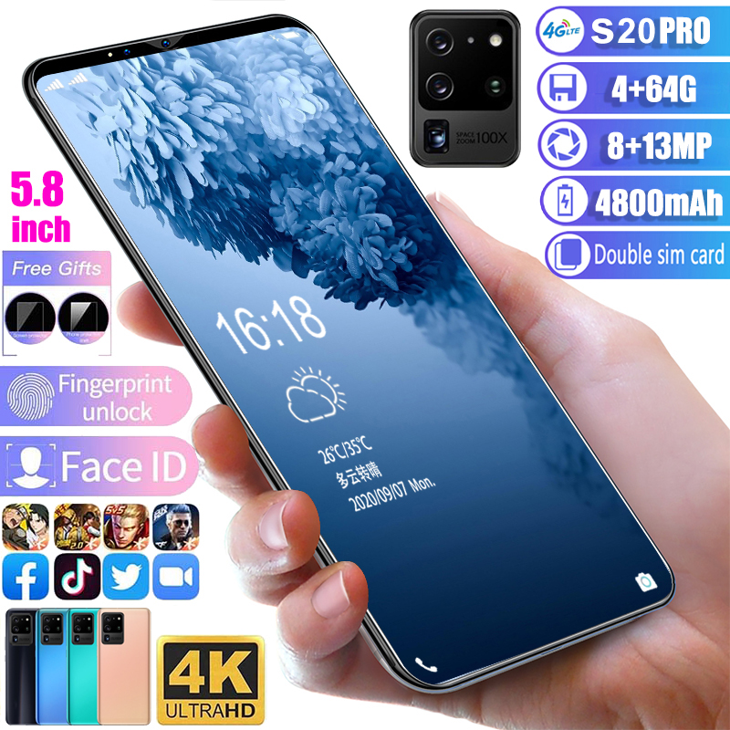 4G【handphone promo】S20/S20plus 5.8inci FHD+ ram 4/64GB Android 10.0 hp murah 500 ribuan 8+13MP hp murah cuci gudang