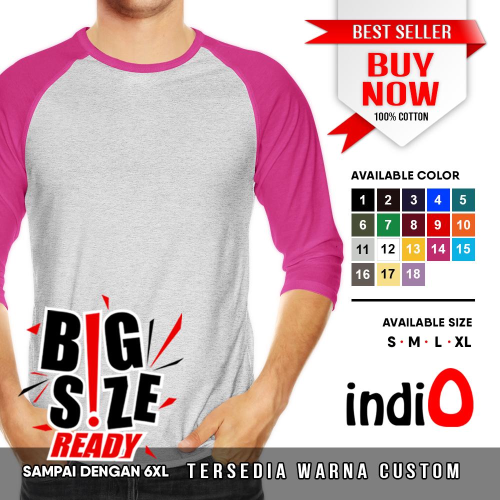 Kaos Raglan 3/4 Polos Big Size Jumbo 4XL XXXXL